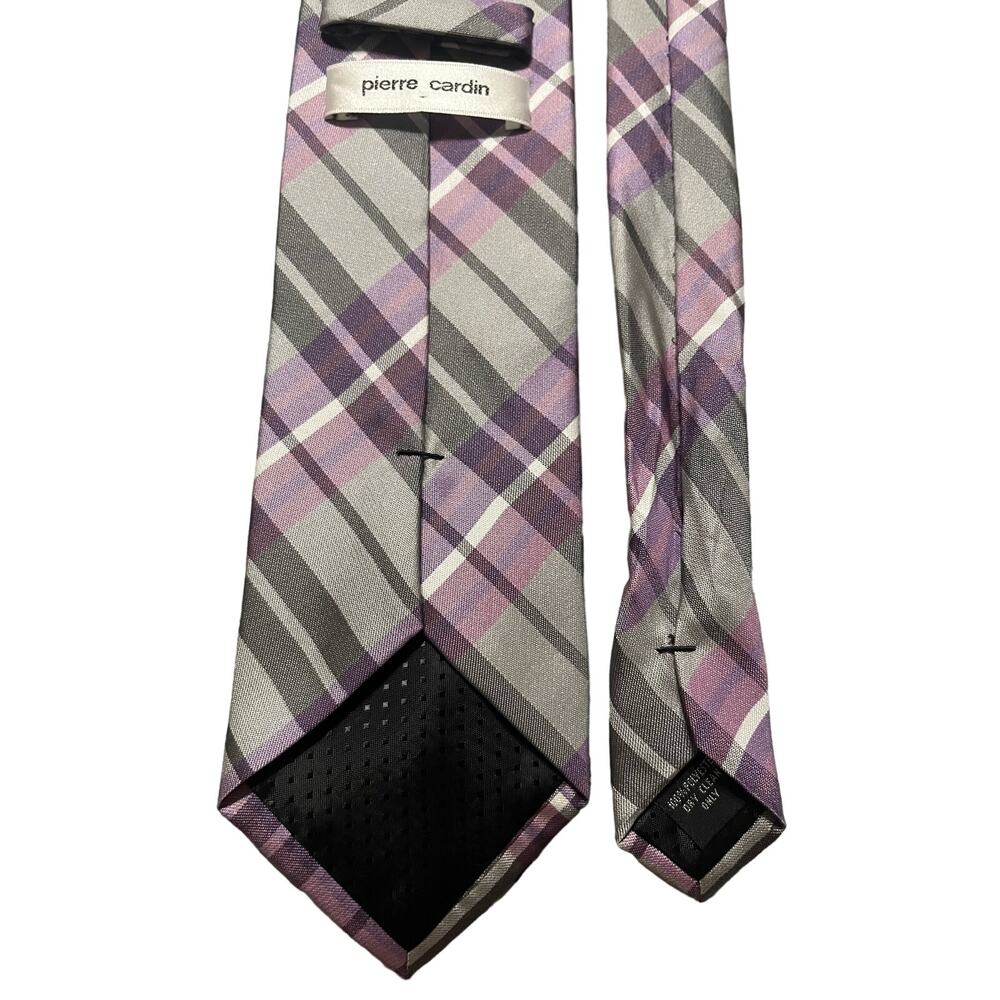 Pierre Cardin Men’s Neck Tie Purple Silver Black